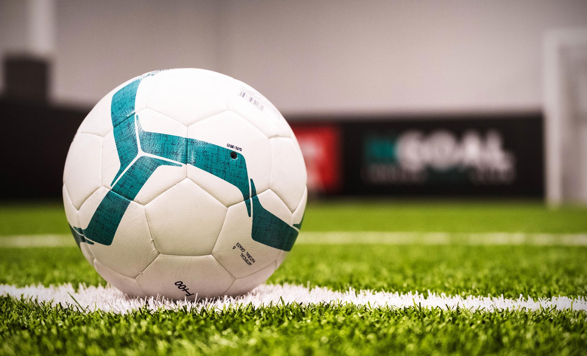 Balón sobre el césped de las instalaciones de INGOAL
